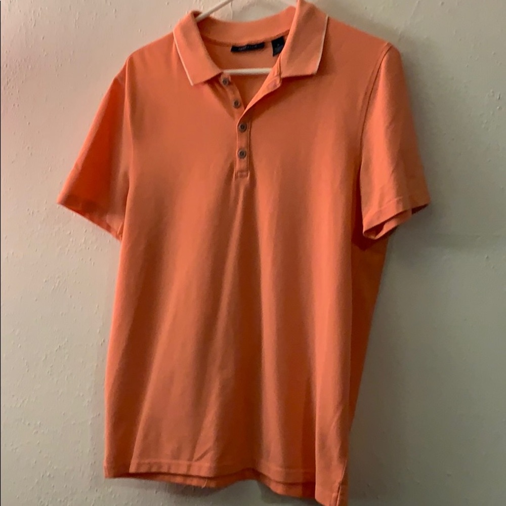 Perry Ellis polo w/ white stripe on collar.